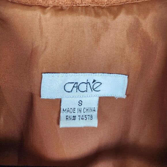 Vintage Cache Women's Suede Leather Perforated Jacket Size Small Western Rodeo - Picture 3 of 6